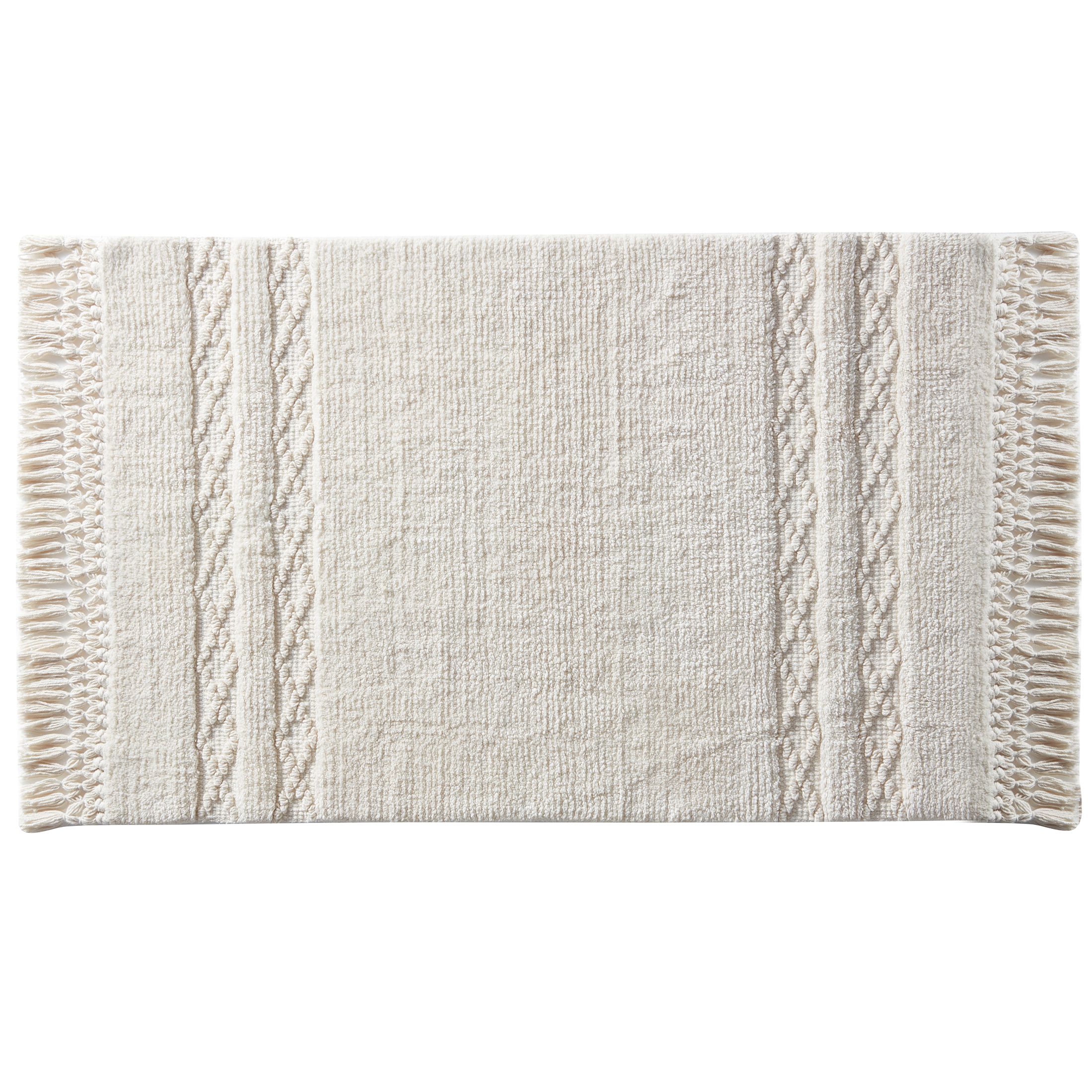 Alice Stripe Macrame Cotton Bath Rug, Ivory, 20" x 32", My Texas House - Walmart.com | Walmart (US)