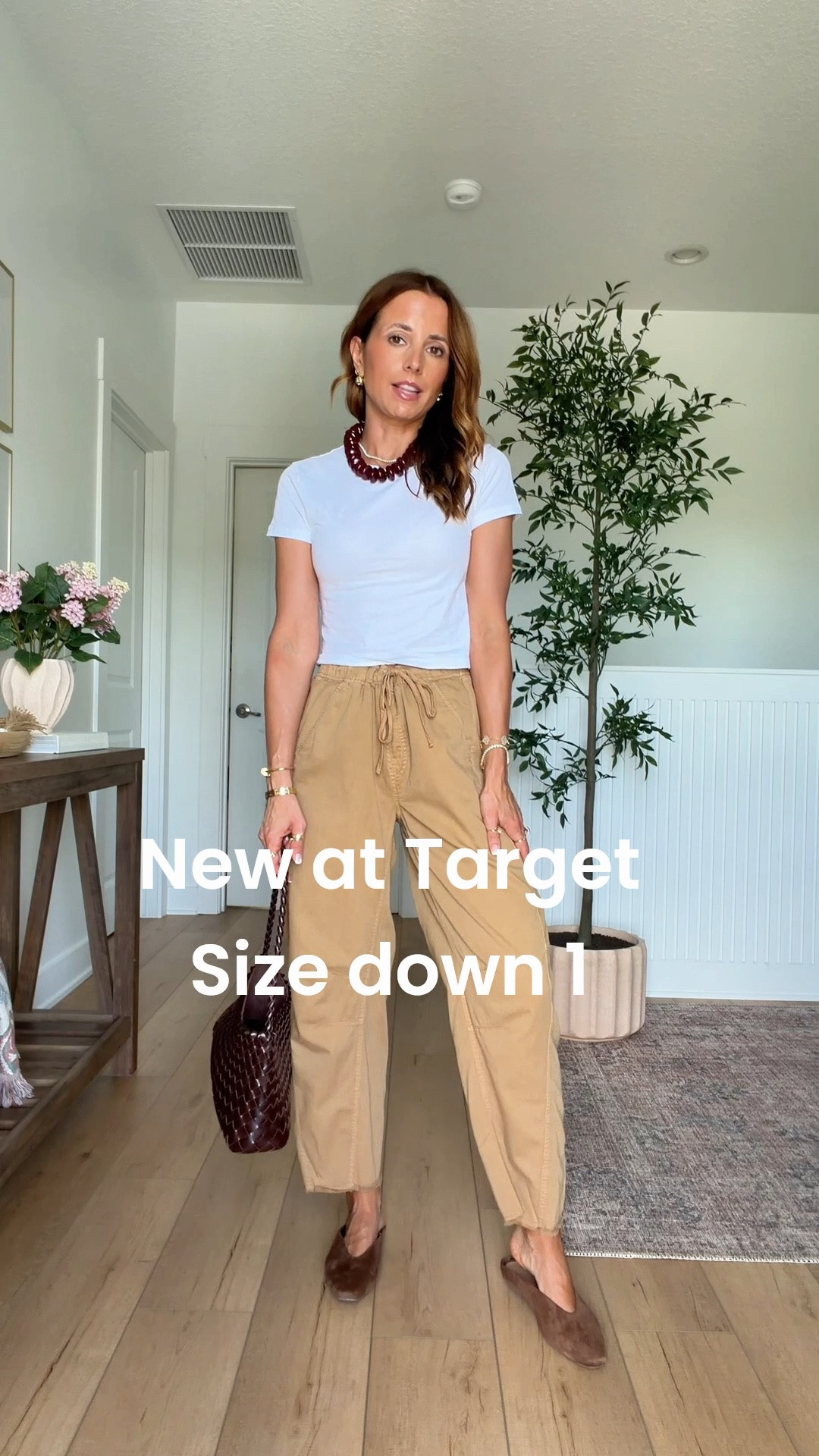 New fall arrivals from Target! Fall outfits. Fall style. Pull-on barrel leg pants in XS. Size down 1, they run big IMO. Elevated casual outfits. Mom outfits. Teacher outfits. Casual outfit. Casual style. White t-shirt in XS. Mules are TTS. 

#LTKootd #LTKSeasonal #LTKPetite