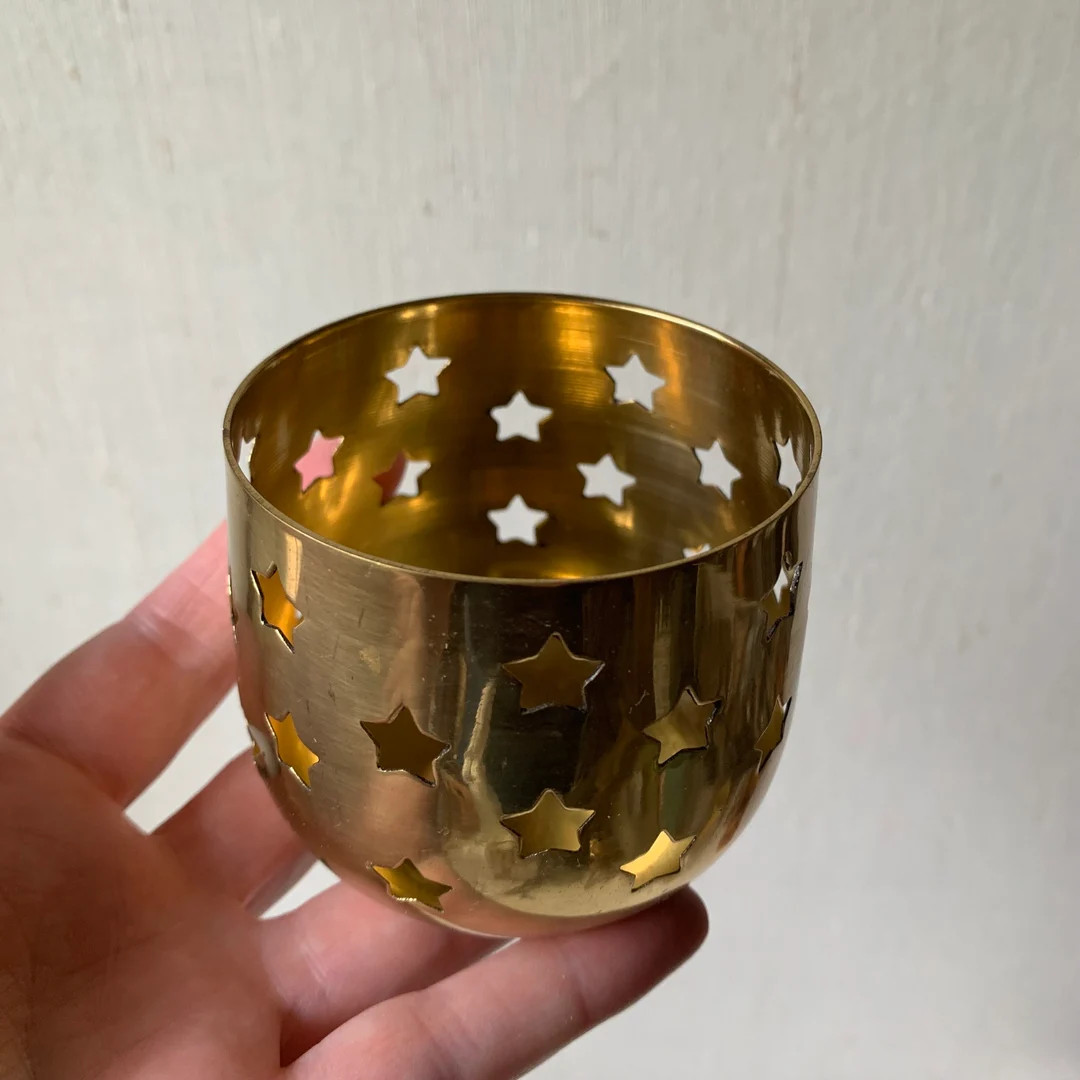 Vintage Brass Stars Votive Celestial Brass Candle Holder - Etsy | Etsy (US)