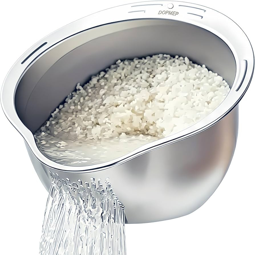 DOPMEP Rice Washer Strainer Bowl, Stainless Steel Colander with Side Drainers - Ideal for Soaking... | Amazon (US)
