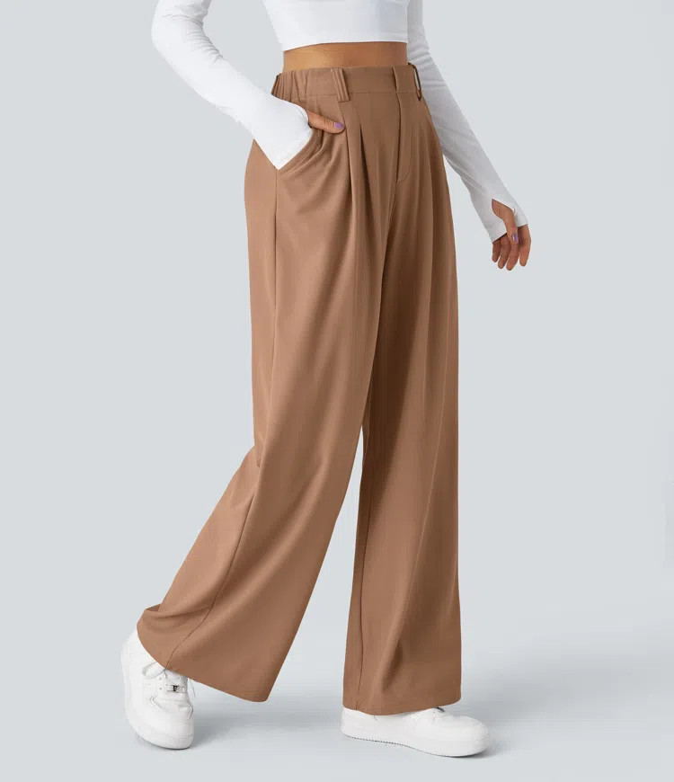 Women’s Halara Flex™ High Waisted Pocket Wide Leg Waffle Work Pants - Halara | HALARA