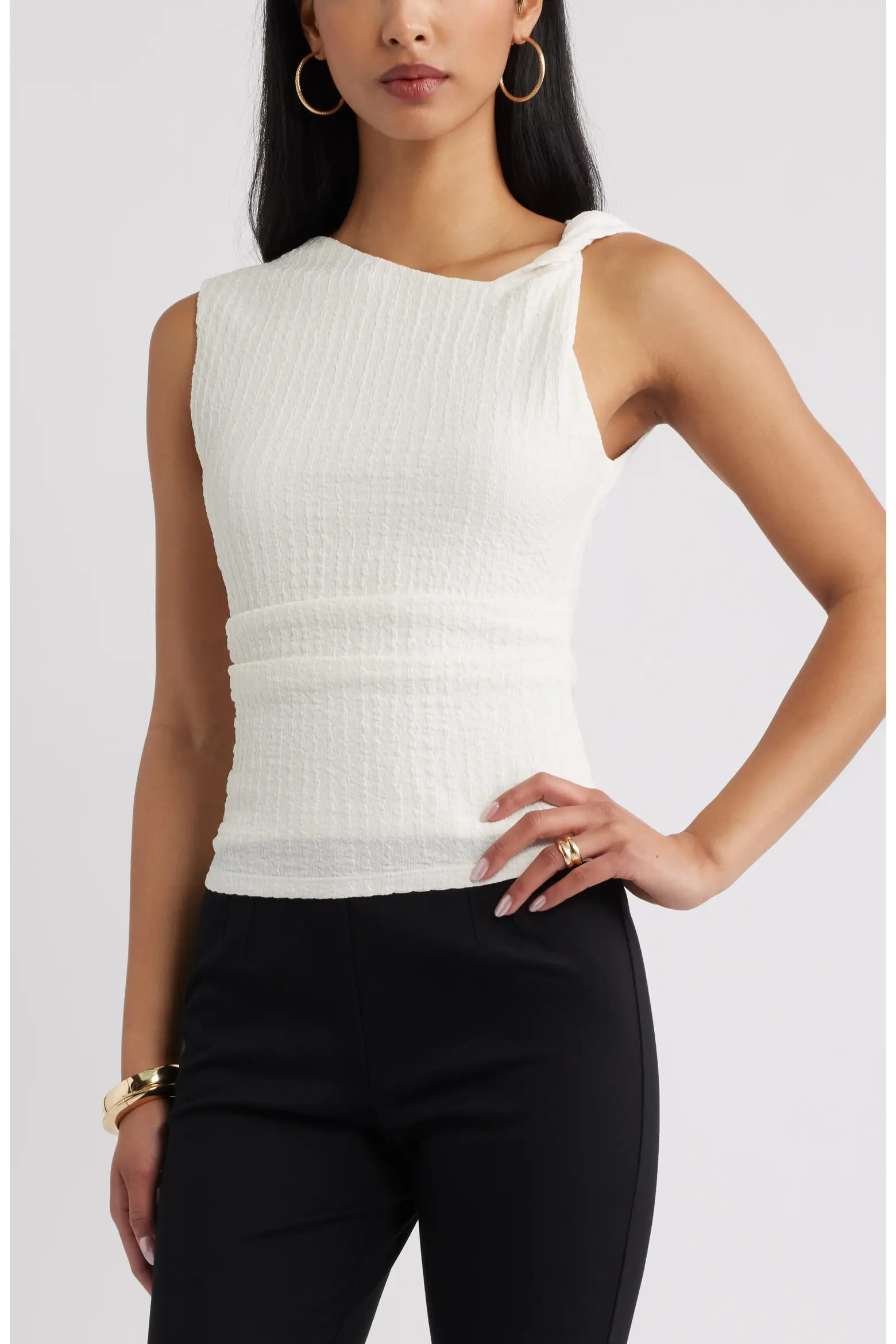 Twisted Shoulder Textured Tank (Women) | Nordstrom | Nordstrom