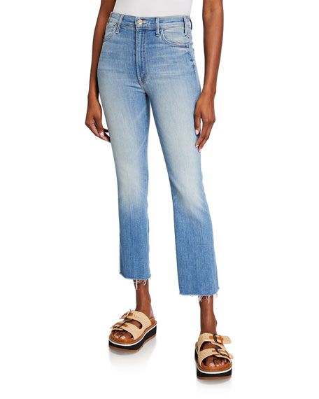 MOTHER The Hustler Ankle Fray Boot-Cut Jeans | Neiman Marcus