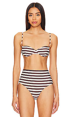 Anemos The Balconette Underwire Bikini Top in Espresso Even Stripe from Revolve.com | Revolve Clothing (Global)