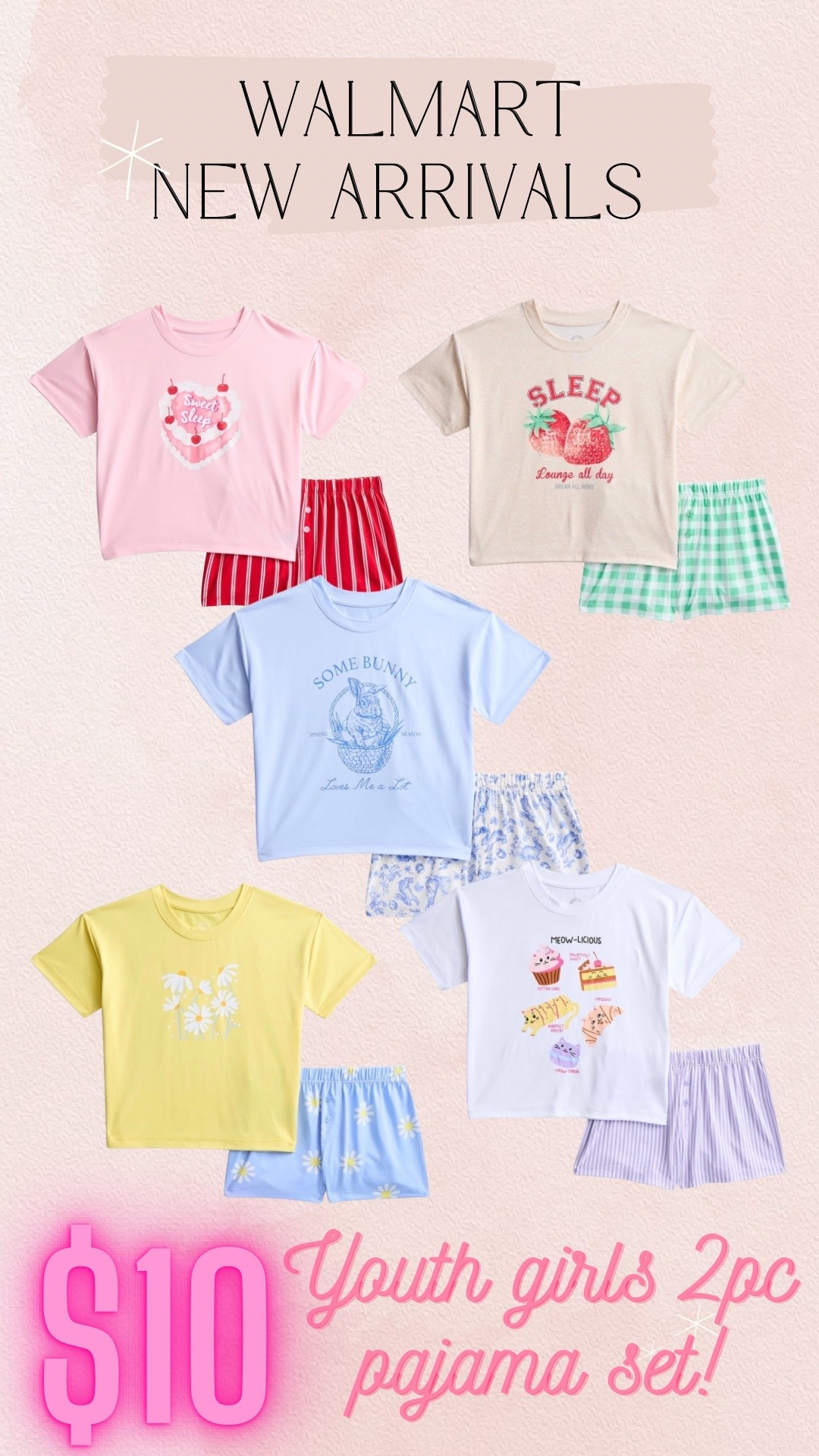 Youth girls pajama sets for $10 @walmart 

#LTKSeasonal #LTKSpringSale #LTKKids