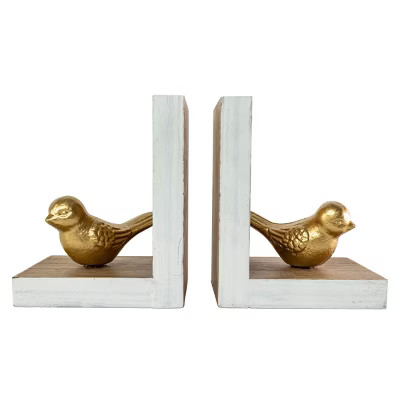 Gold Bird Set of 2 Bookends Cast Iron & MDF - Foreside Home & Garden | Target