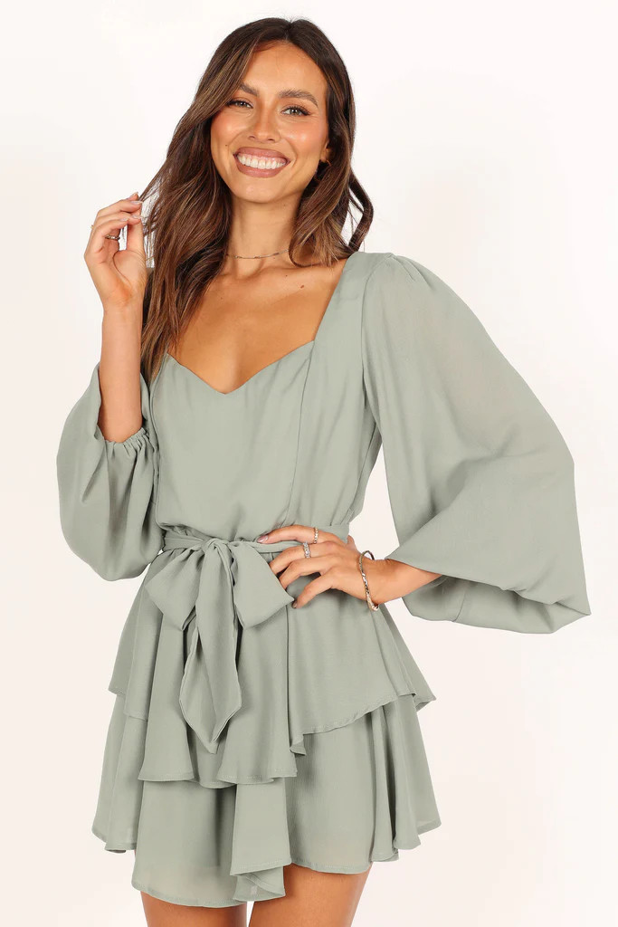 Mimi Long Sleeve Frill Romper - Sage | Petal & Pup (US)