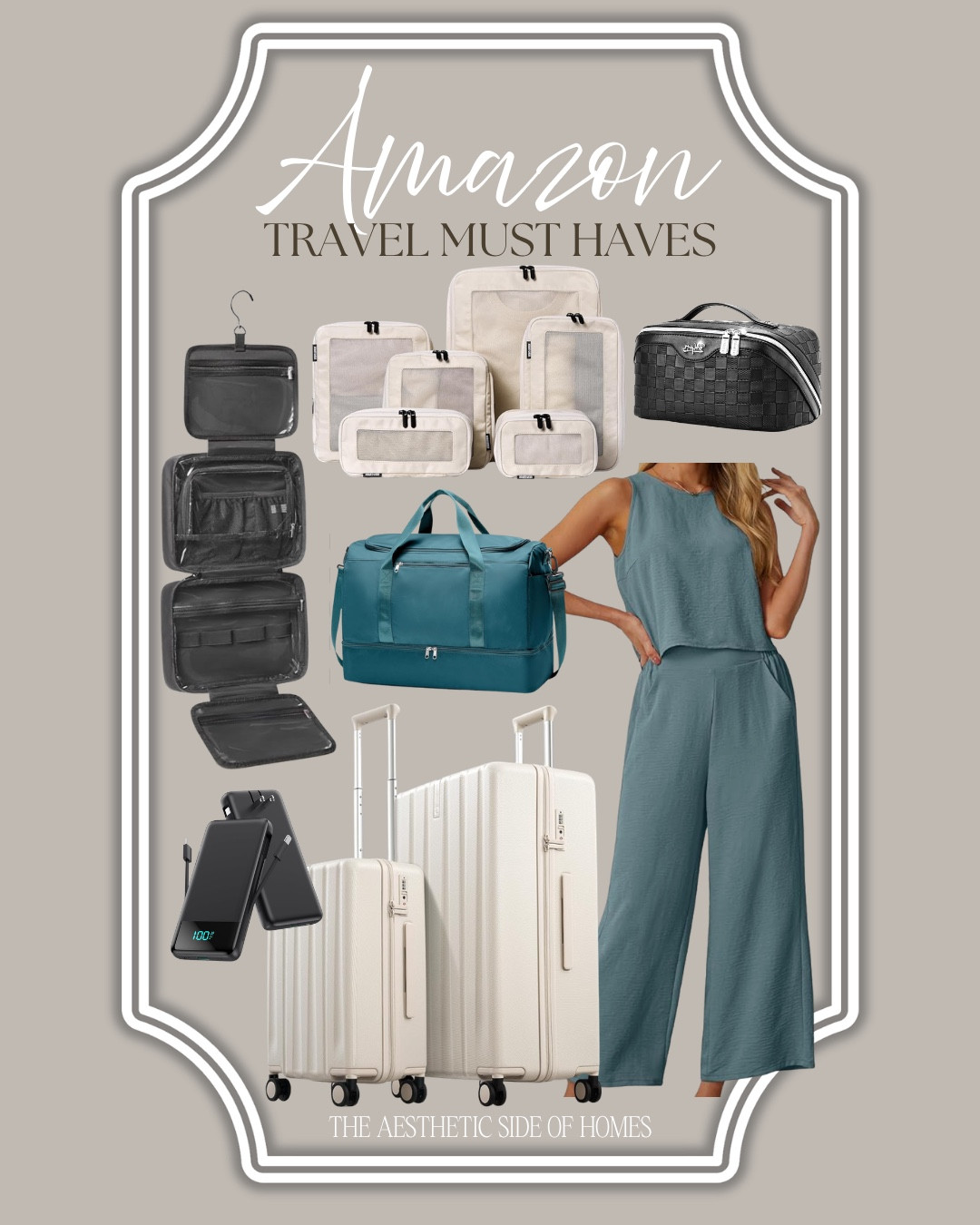 Amazon travel must haves include matching set, suitcase, power bank, duffel bag, makeup holder, packing cubes, and makeup bag.

Travel, travel must haves, looks for less

#LTKHome #LTKvlog #LTKSeasonal