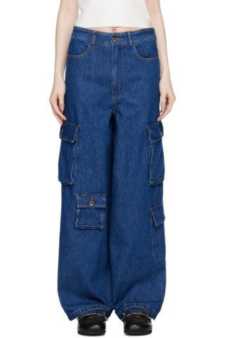 The Frankie Shop - Blue Hailey Jeans | SSENSE