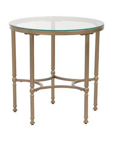 24x24 bonnifait iron glass round side table | TJ Maxx