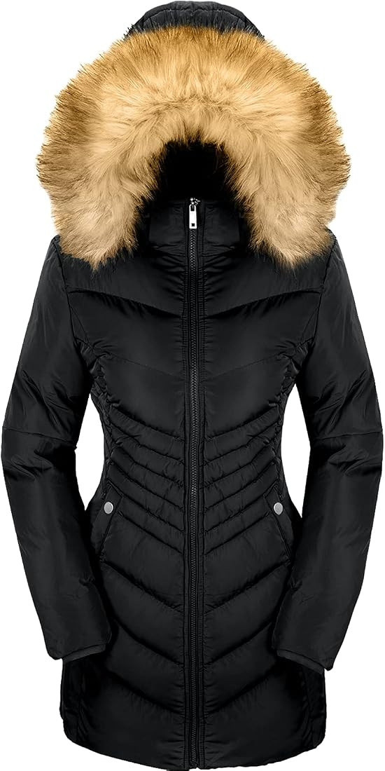 Szory Women's Down Jacket Winter Long Puffer Parka Coat with Removable Fur Hood | Amazon (US)