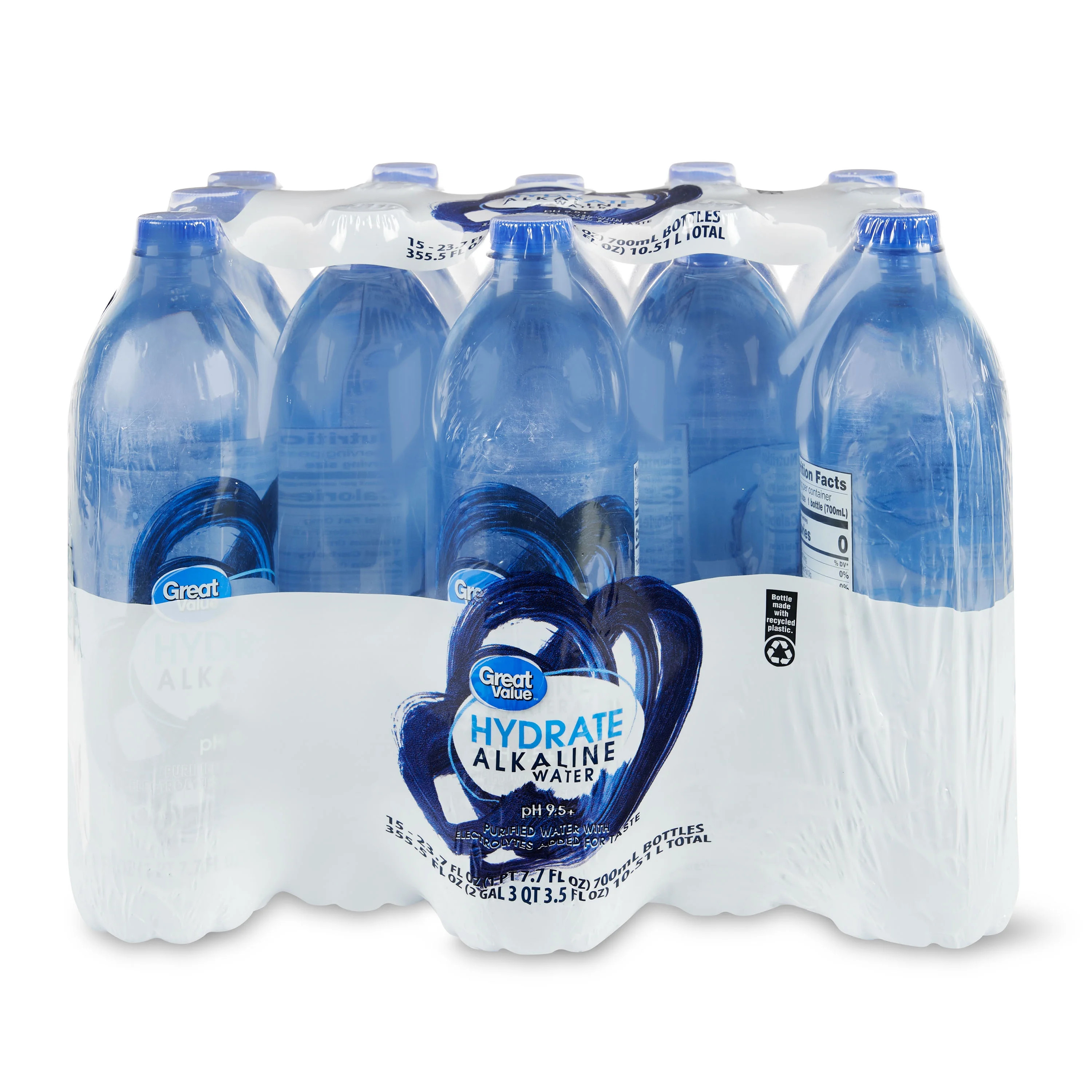 Great Value Hydrate Alkaline Water, 23.7 fl oz, 15 Count | Walmart (US)