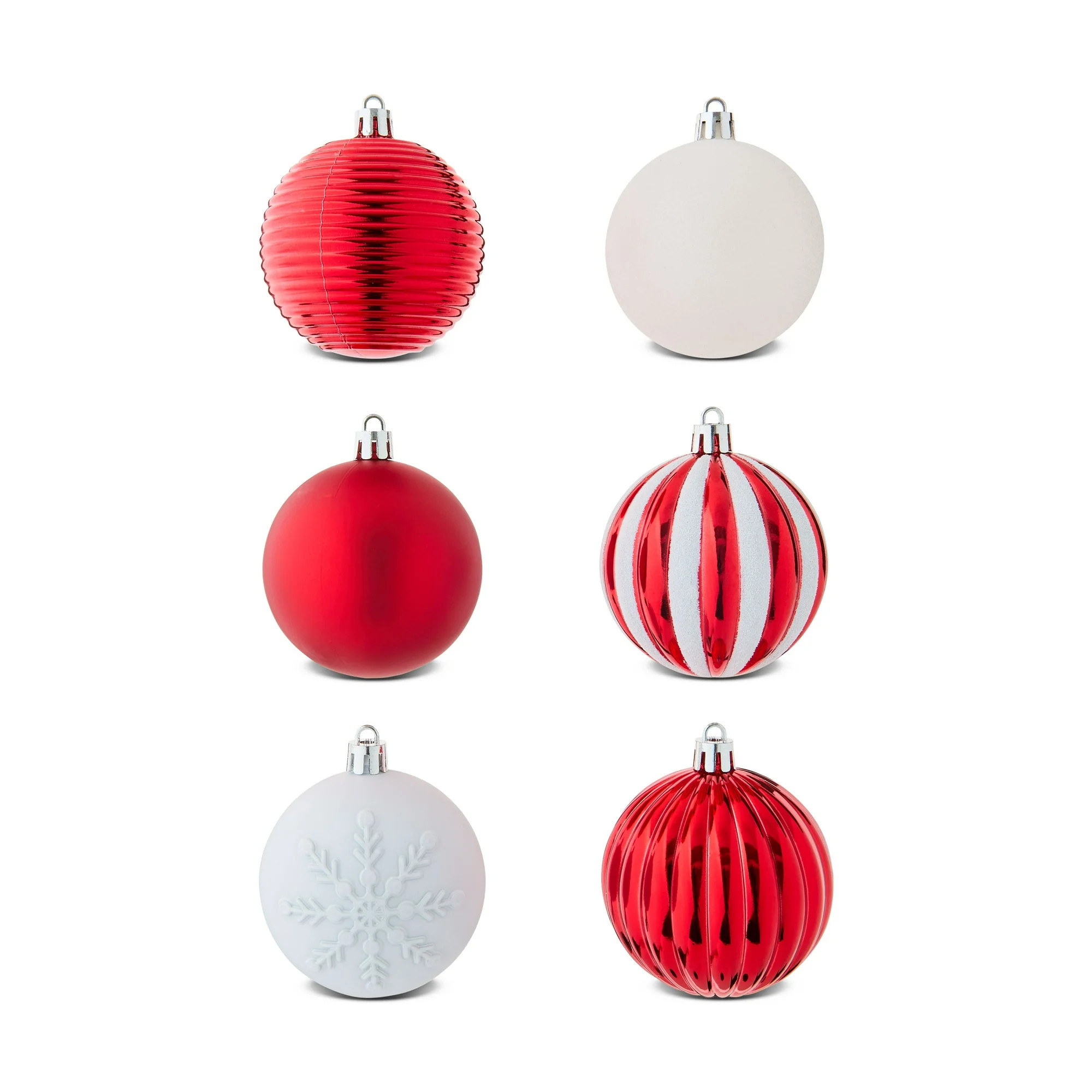 50-Count Red and White Shatterproof Christmas Ornaments, by Holiday Time | Walmart (US)