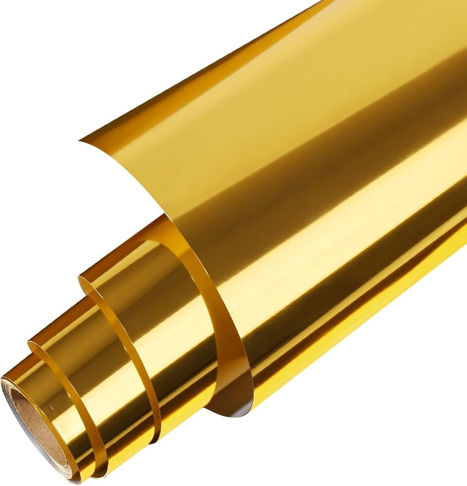 Gatichetta Heat Transfer Vinyl Roll, Metallic Foil Gold Iron On Vinyl 12" X 6ft Chrome HTV Vinyl ... | Amazon (US)