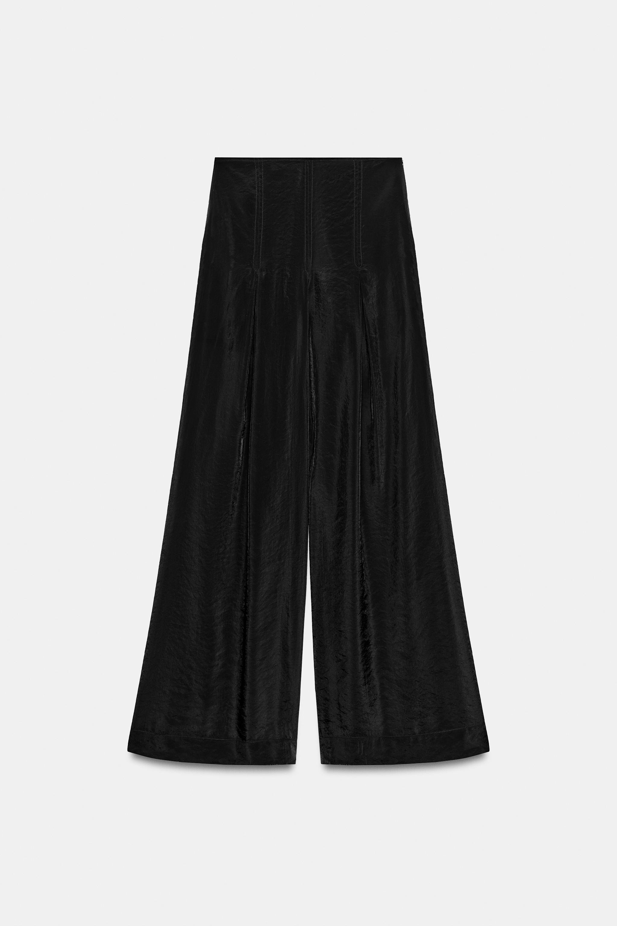 SEMI-SHEER WIDE LEG PANTS | Zara US