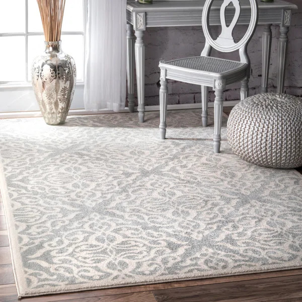 Tyner Damask Gray Area Rug | Wayfair North America