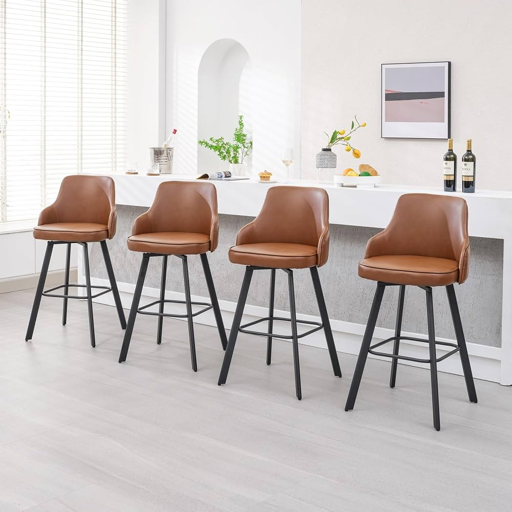 Juego de 4 taburetes de bar giratorios de 30 pulgadas de altura con respaldo alto, sillas de bar ... | Amazon (US)
