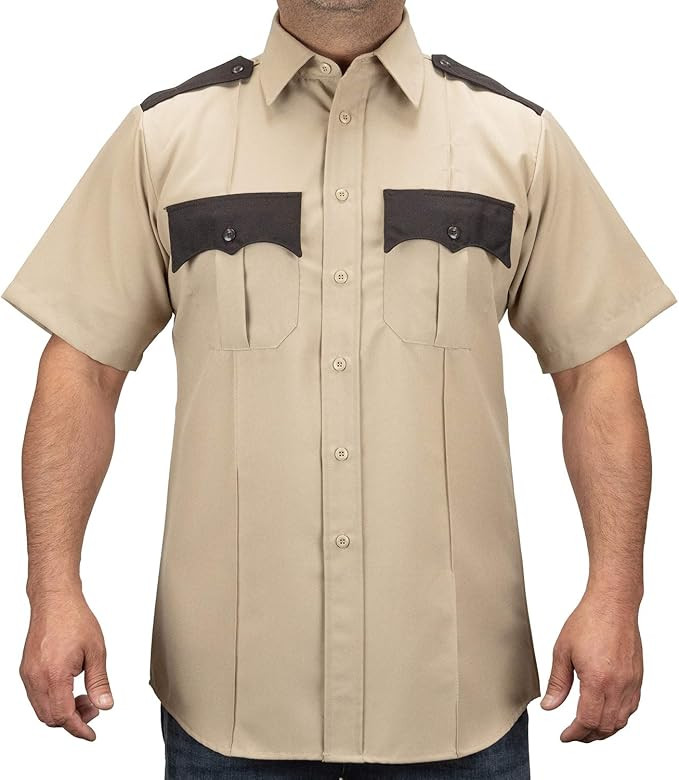 First Class 100% Polyester Two Tone Short Sleeve Men's Uniform Shirt | Amazon (US)