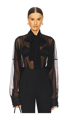 Norma Kamali Super Oversized Bf Shirt Bodysuit in Black from Revolve.com | Revolve Clothing (Global)