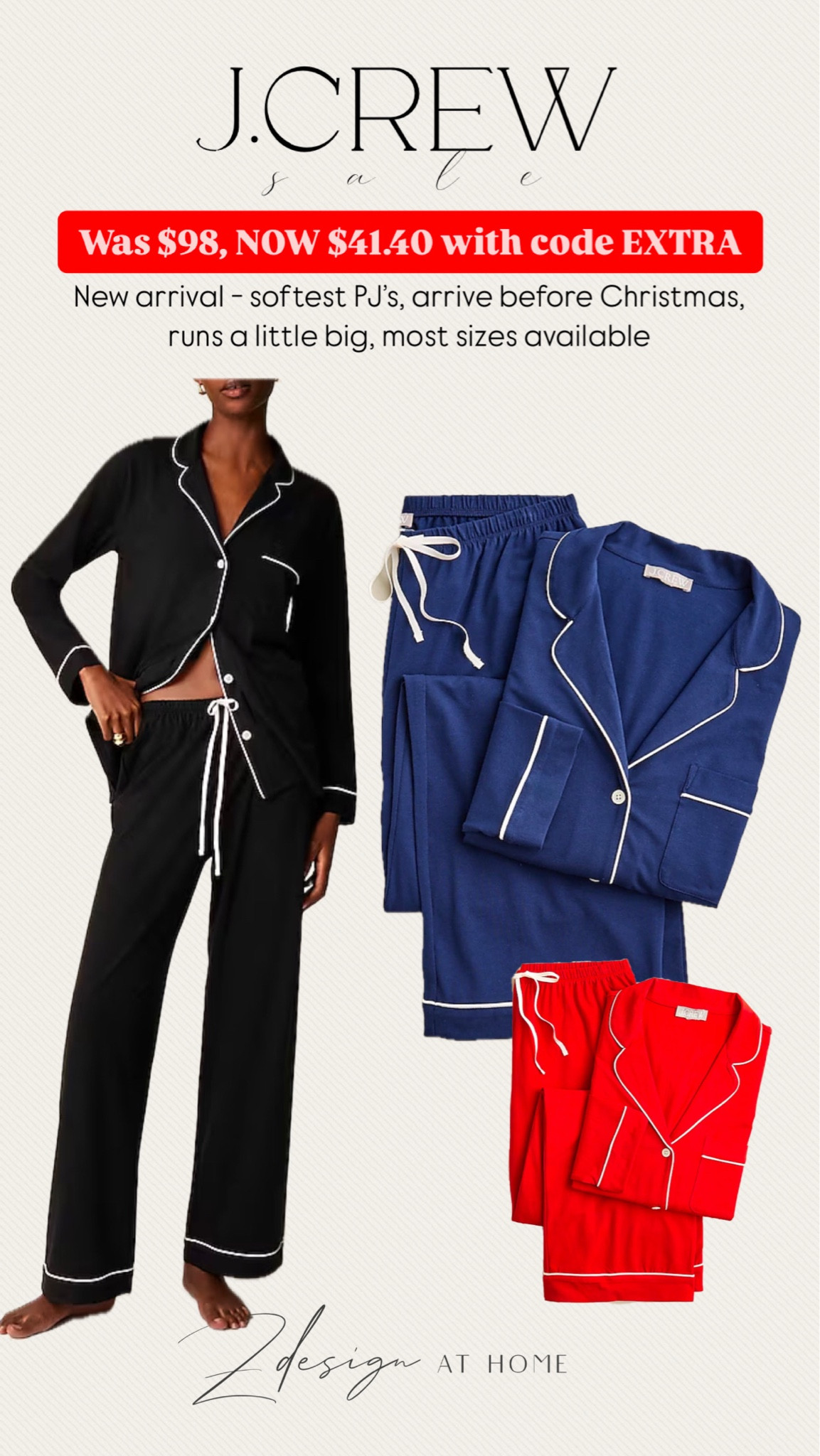 My J.Crew PJ’s are the best and now 52% off, plus and extra 10% off with code EXTRA!  They arrive before Christmas and run a tad big!  I got the small and could’ve used the XS but I love them so much!!  Crazy soft!!  The striped ones are about $10 more!

#LTKStyleTip #LTKSaleAlert #LTKOver40