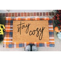 stay Cozy Doormat. Autumn Welcome Mat. Fall Doormat. House Warming Gift. Halloween | Etsy (US)