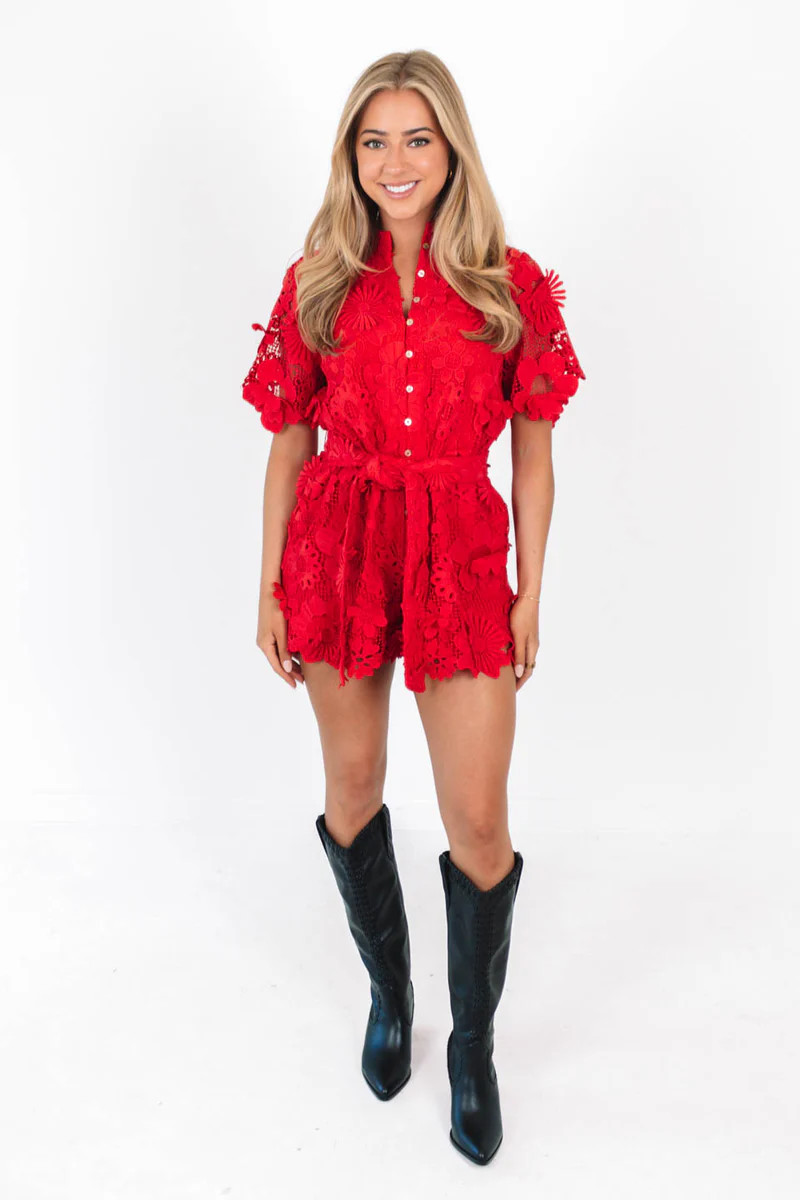 The Teagan Romper - Red | The Impeccable Pig