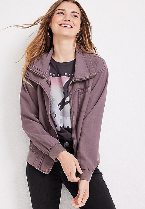 Twill Bomber Jacket | Maurices