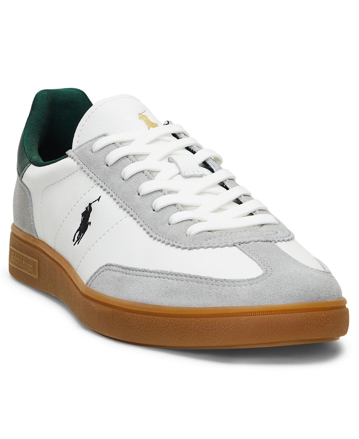 Polo Ralph Lauren Men's Bedford Leather-Suede Sneakers - Soft Grey/Forest | Macy's