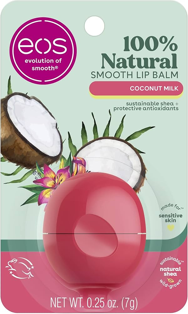 eos 100% Natural Lip Balm- Coconut Milk, All-Day Moisture, Made for Sensitive Skin, Lip Care Prod... | Amazon (US)