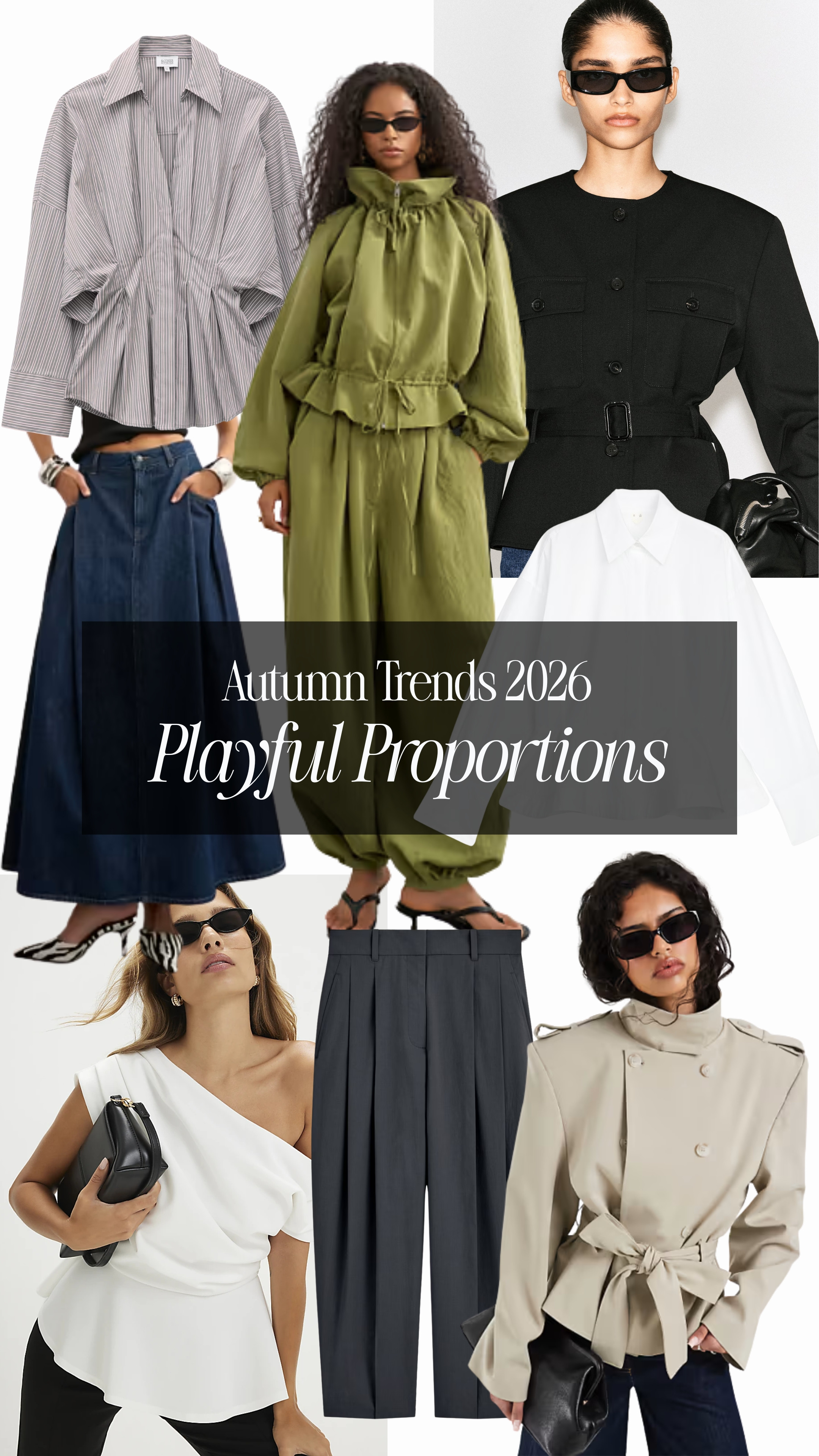 Autumn Trends 2026: Playful Proportions. Peplum and cinch waists, shoulder pads with blazers and jackets, balloon trousers and exaggerated a-line denim skirts 

 #LTKFashionMonth #LTKautumn
