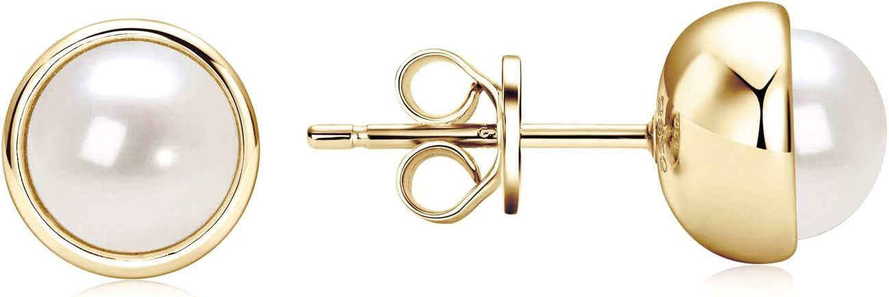 Pearl Earrings for Women 18k Gold Plated Handpicked AAAA Freshwater Cultured Pearls Stud Hypoalle... | Amazon (US)