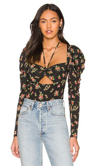 Coppelia Bodysuit in Noir Rose Garden | Revolve Clothing (Global)