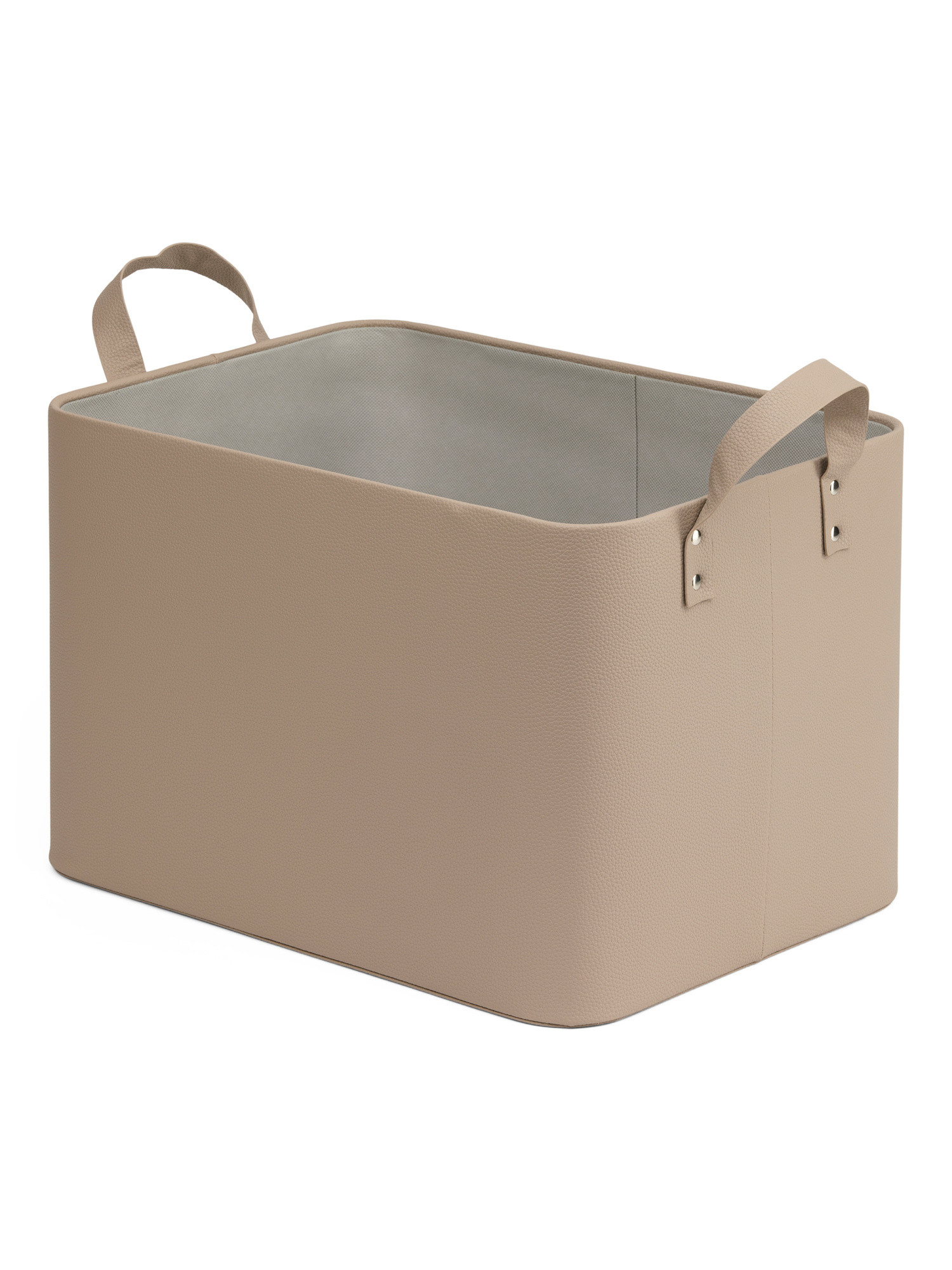 Faux Leather Medium Storage Bin With Handles | TJ Maxx