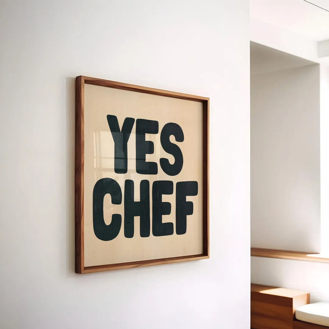 Yes Chef Dining Room and Kitchen Wall Art - Black Kitchen Print Chef Print Aesthetic Kitchen Deco... | Etsy (US)