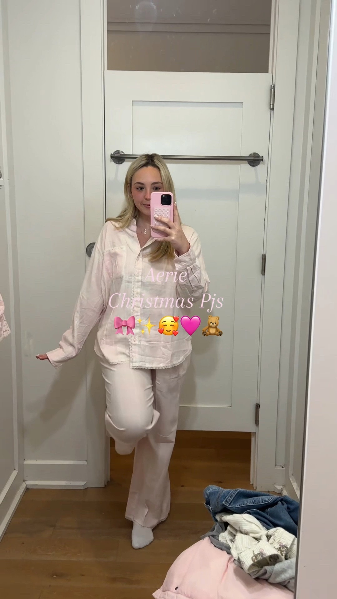 I had to get the pink ones for Christmas morning!  🥰✨🩷🧸 @aerie 50% off all the pjs, the Christmas ones are so cute 🎄✨🤍💞 #aerie #aeriereal #christmaspjs #shoppinghaul 

#LTKwinter #LTKcanada #LTKsale