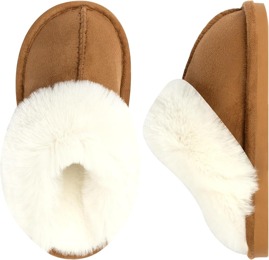 Kids Slippers Girls Boys Faux Fur House Slippers Fuzzy Indoor Shoes Warm Memory Foam Soft Plush B... | Amazon (US)