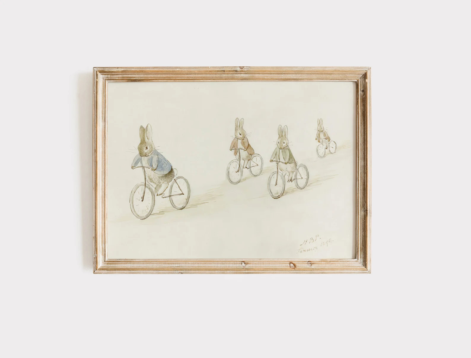 Beatrix Potter Biker Bunnies Vintage Illustration, Benjamin Bunny and Friends on Bicycles Nursery... | Etsy (Global)