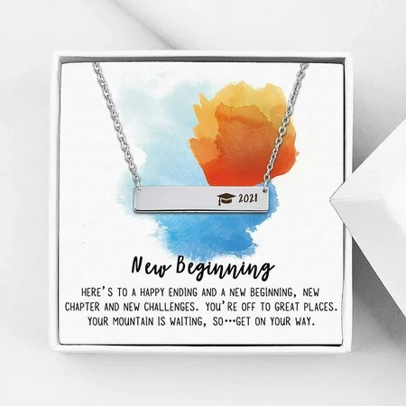 Anavia Graduation Gift for Her - 2021 College Graduation Gifts for Friend - New Beginnings Graduation Gift for Daughter - Stainless Steel Bar Necklace | Walmart (US)