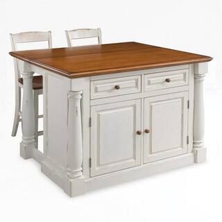 HOMESTYLES Monarch White Kitchen Island With Seating 5020-948 - The Home Depot | The Home Depot