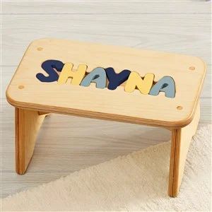 Navy Mix Name Personalized Puzzle Stool | Personalization Mall