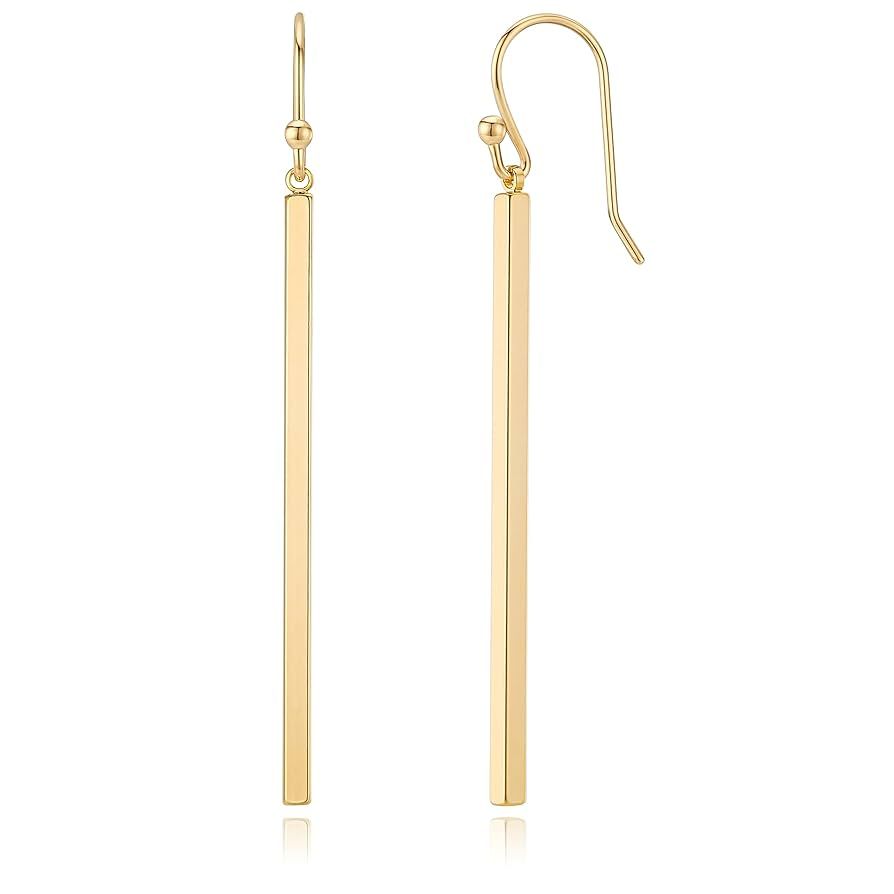 Minimal Simple Long Gold Plated Bar Dangle Earrings | Amazon (US)