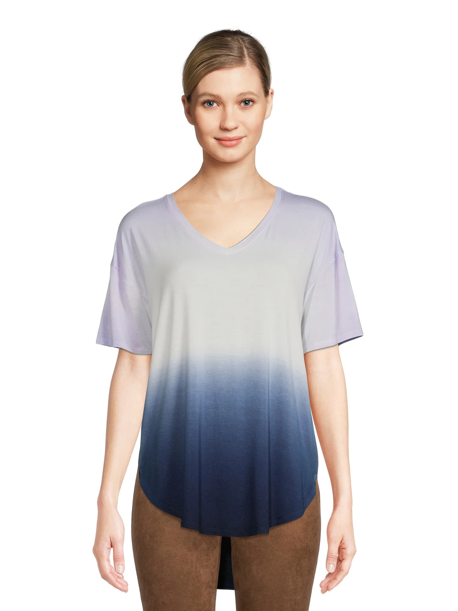 Time and Tru Women's V-Neck Tunic T- Shirt | Walmart (US)