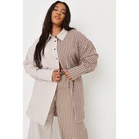 Plus Size Brown Contrast Gingham Oversized Shirt | Missguided (US & CA)