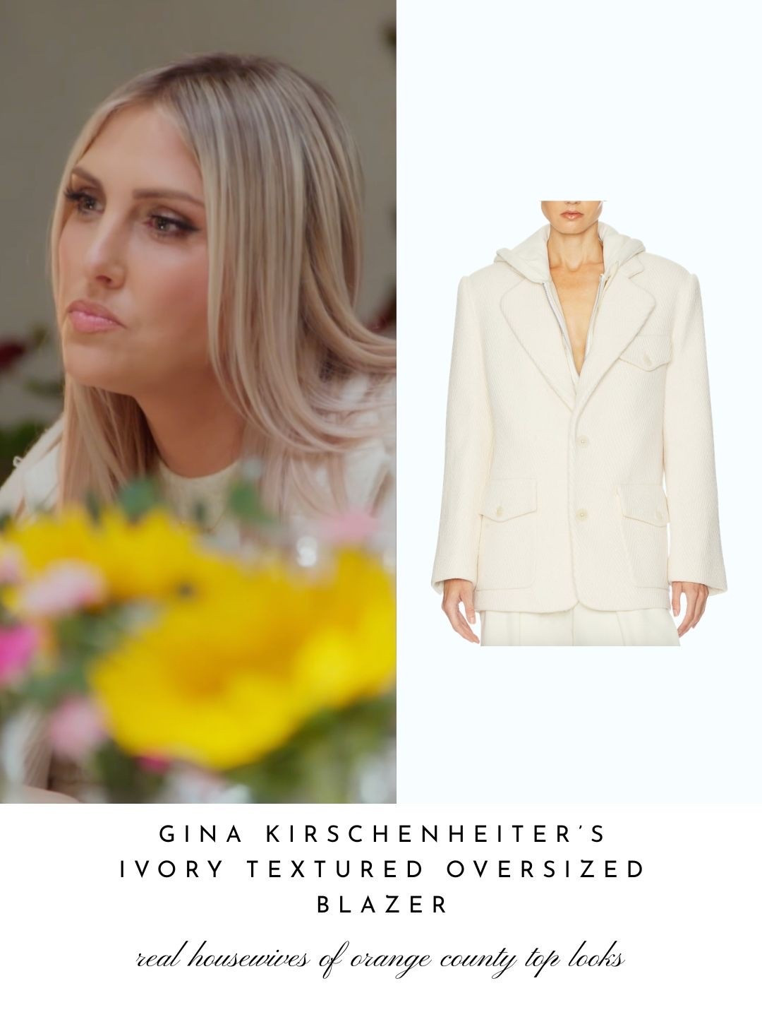 Gina Kirschenheiter’s Ivory Textured Oversized Blazer