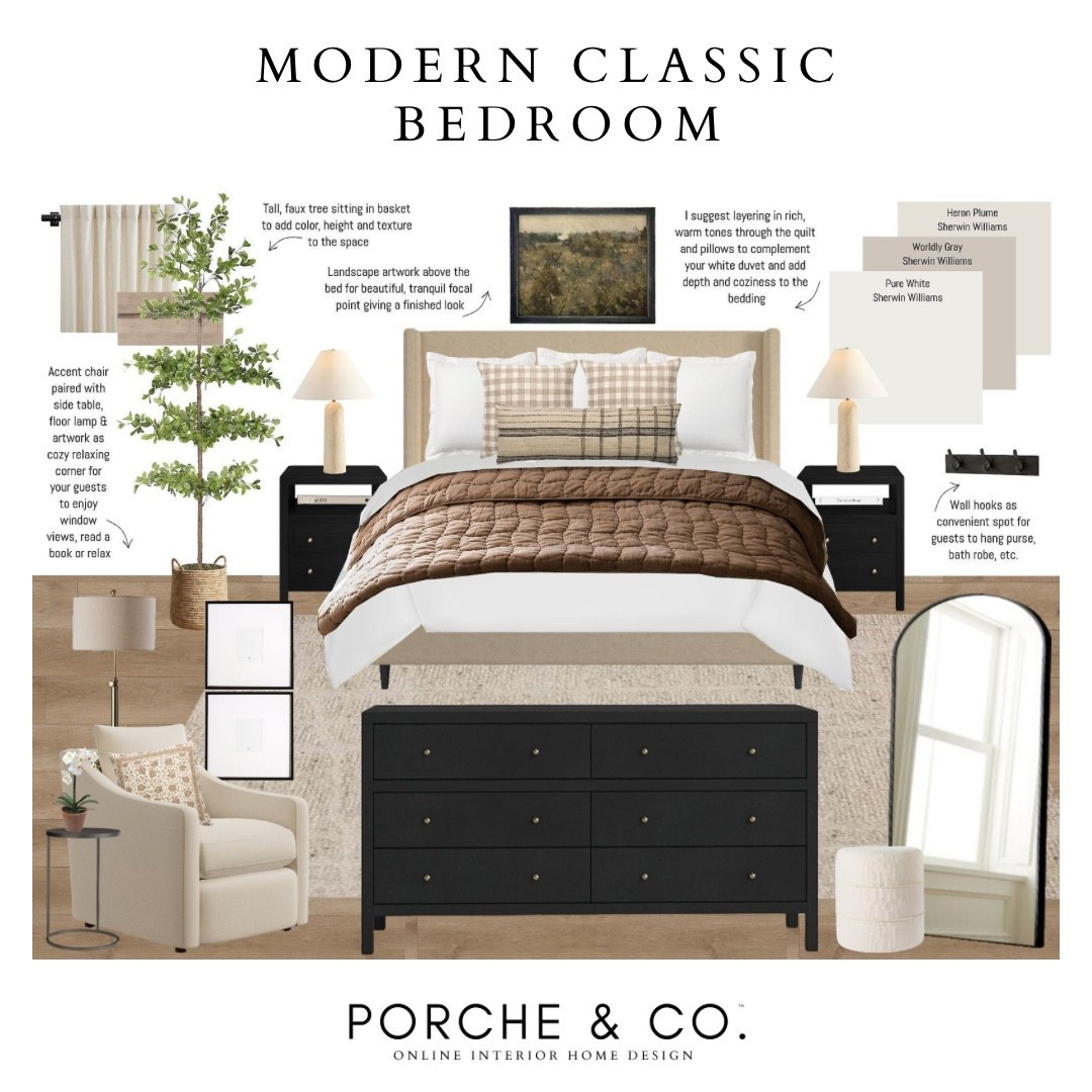 Soft layers, warm tones, and timeless furniture create the perfect blend of comfort and elegance in this Modern Classic Bedroom 🛏️ Designed to feel both cozy and elevated. Bedroom Online Interior Design by Porche & Co. — curated with intention, styled for real life.

#porcheandco #visionboard #moodboard #interiordesign #virtualdesign #modernclassic #bedroomdesign #onlineinteriordesign #neutralbedroom #cozybedroomstyle


#LTKStyleTip #LTKHome #LTKOver40