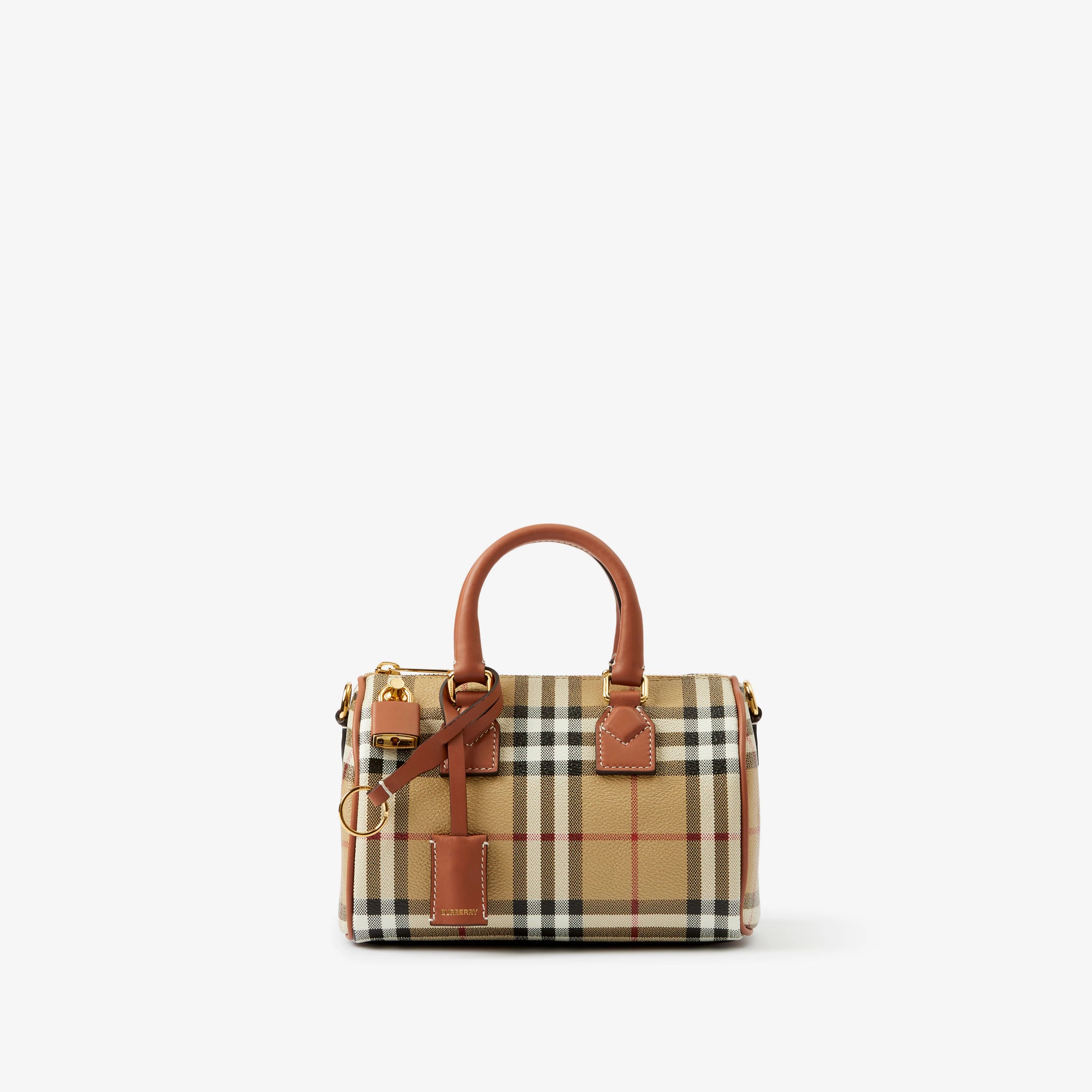 Mini Check Bowling Bag in Archive Beige/briar Brown - Women | Burberry® Official | Burberry (US)