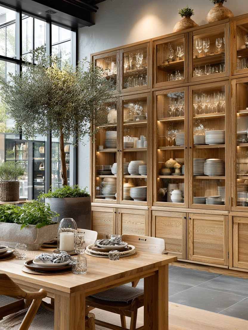 Don’t be overwhelmed by the scale—steal the idea, not necessarily the size.

A beautiful natural wood cabinet with glass doors can completely change a dining room or kitchen because it gives the things you already own a place to become part of the decor.

Wine glasses, collected plates, serving bowls, ceramics and entertaining pieces no longer need to disappear behind closed doors. Behind glass, everyday collections become a beautiful visual layer—and the natural wood keeps the room warm and grounded.

You don’t need an entire wall like this. Choose one tall cabinet, fill half a wall, or build a larger configuration depending on your space. The scale should suit your home; the idea works at any size.

We’ve curated glass-front cabinets in multiple sizes and wood finishes so you can create your own version.

A beautiful home is collected, not simply decorated.

#displaycabinet #diningroomdecor #kitchendesign #homedecor 

 #LTKHome
