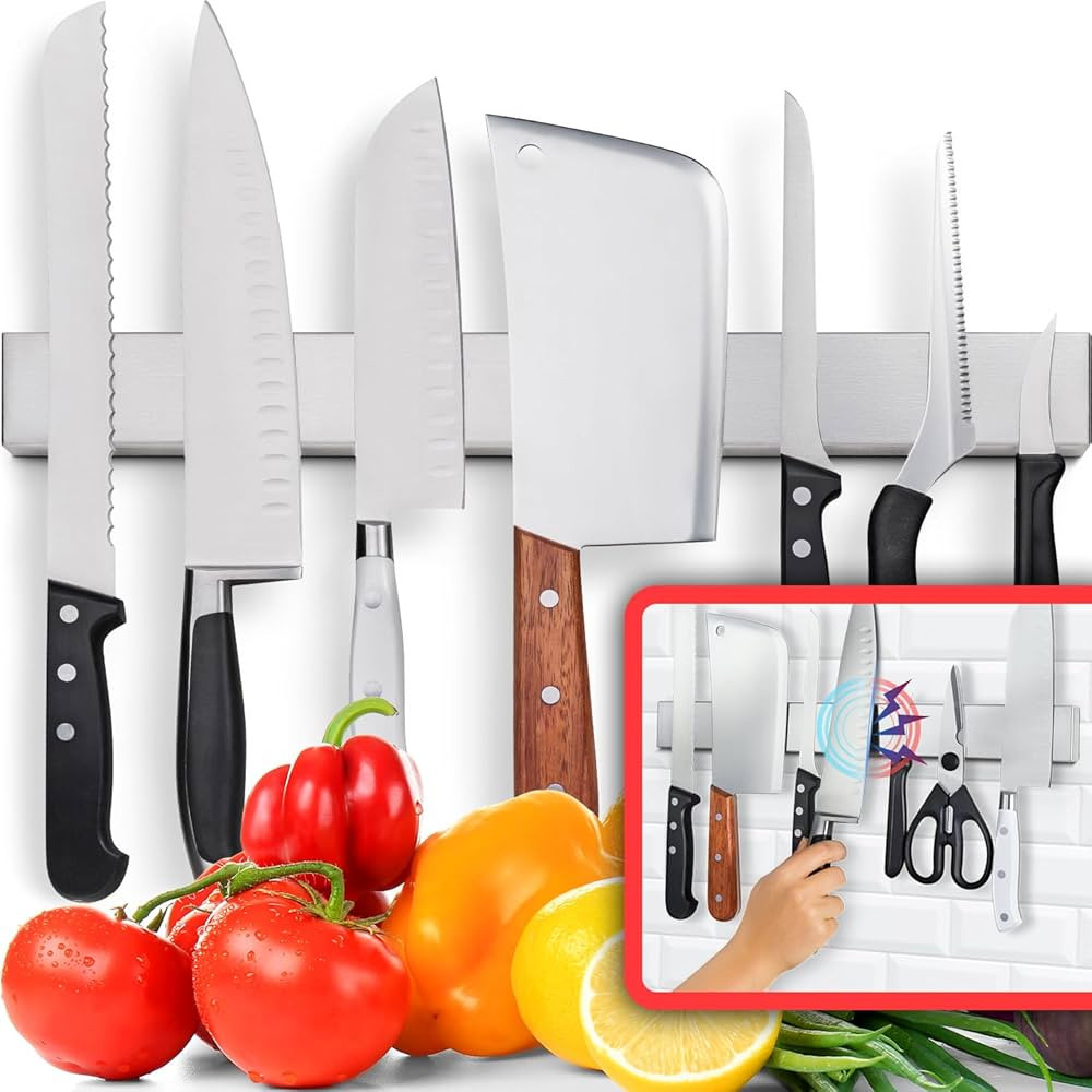 HMmagnets Premium 17 Inch Stainless Steel Magnetic Knife Holder For Wall - Professional Magnetic ... | Amazon (US)
