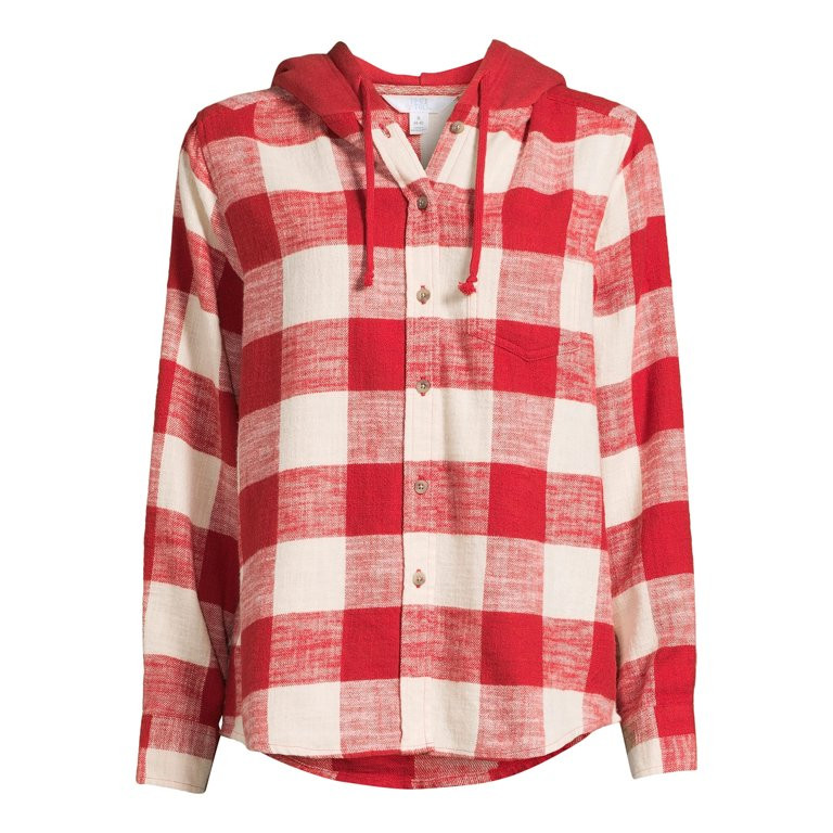 Time and Tru Women's Hooded Flannel | Walmart (US)