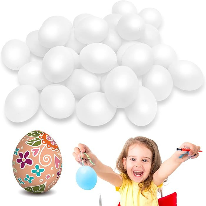 30 Pcs Plastic White Fake Eggs,Easter Eggs,Realistic White Eggs,Faux Fake Egg for DIY Crafts,Pain... | Amazon (US)